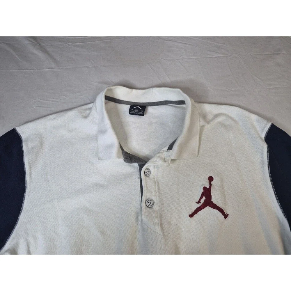 Jordan Shirt Men's Size 2XL White Polo Jumbo Jumpman Colorblock Nike Air